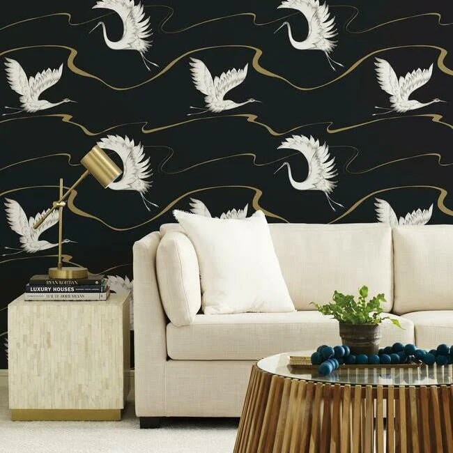 Soaring Cranes Wallpaper by Black & White Resource Library