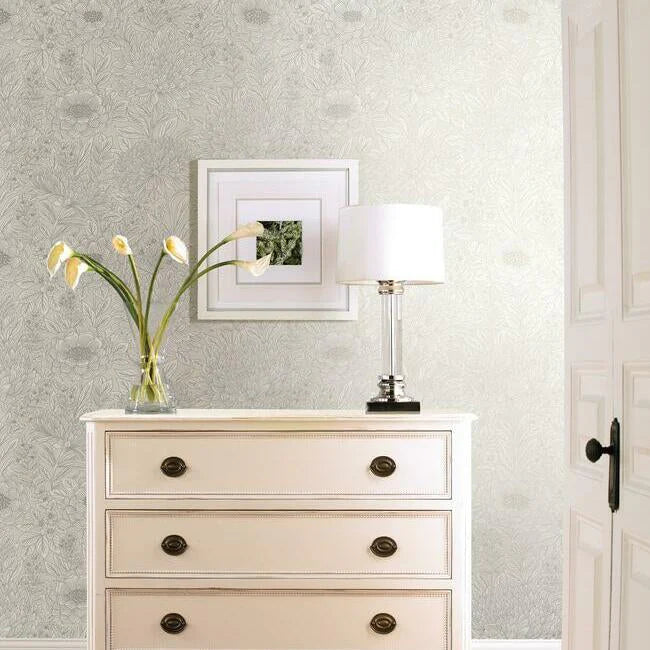 Wood Block Blooms Wallpaper by Black & White Resource Library