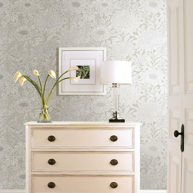 Wood Block Blooms Wallpaper by Black & White Resource Library