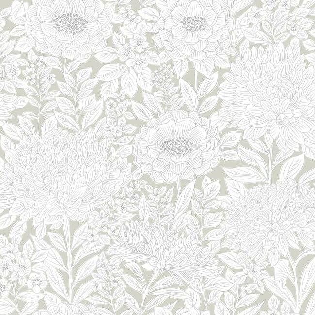 Wood Block Blooms Wallpaper by Black & White Resource Library