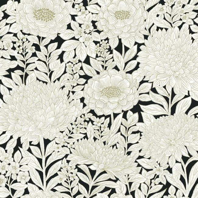Wood Block Blooms Wallpaper by Black & White Resource Library