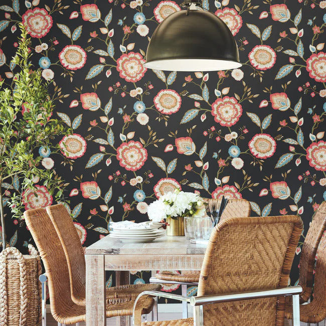 Dahlia Blooms Wallpaper by Greenhouse Wallpaper