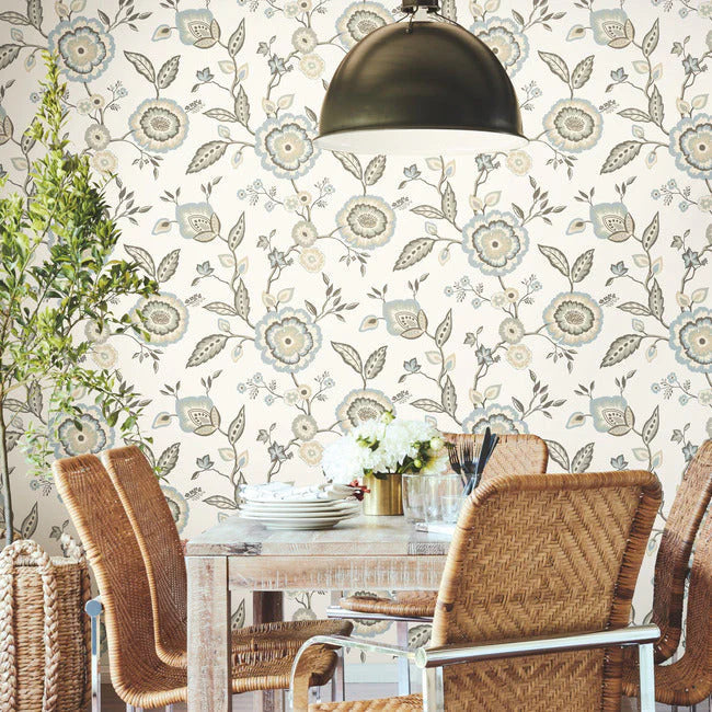 Dahlia Blooms Wallpaper by Greenhouse Wallpaper
