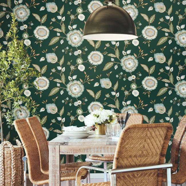 Dahlia Blooms Wallpaper by Greenhouse Wallpaper