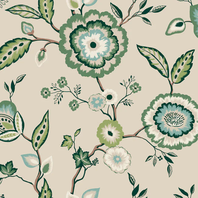Dahlia Blooms Wallpaper by Greenhouse Wallpaper