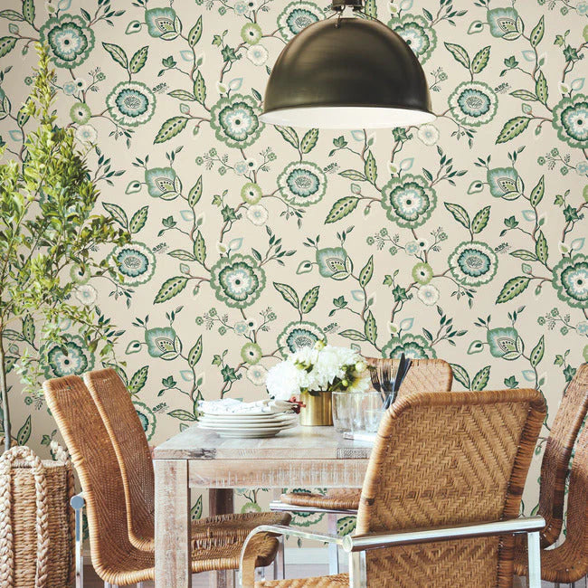 Dahlia Blooms Wallpaper by Greenhouse Wallpaper