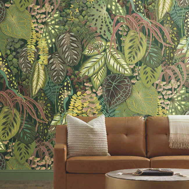Greenery Mura Wallpaper by Greenhouse Wallpaper