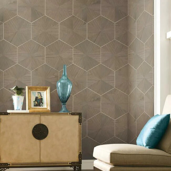 Hexagram Wood Veneer Wallpaper by Ronald Redding Wallpaper