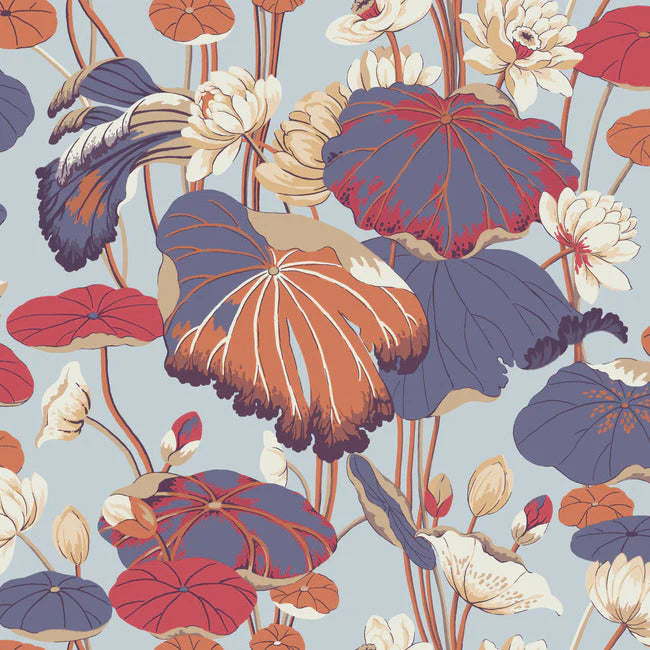 Lotus Pond Wallpaper by Greenhouse Wallpaper