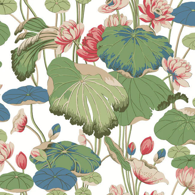 Lotus Pond Wallpaper by Greenhouse Wallpaper