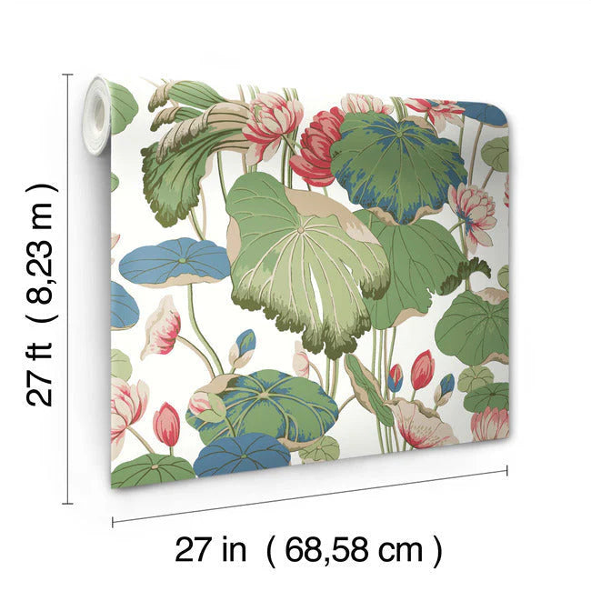 Lotus Pond Wallpaper by Greenhouse Wallpaper