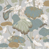 Lotus Pond Wallpaper by Greenhouse Wallpaper