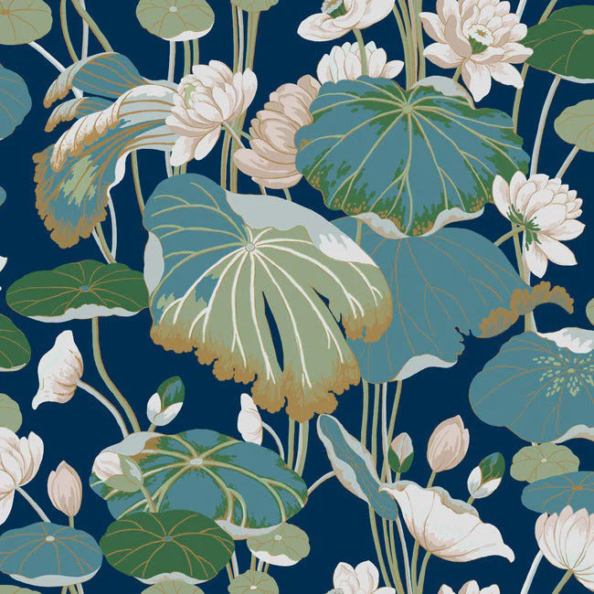 Lotus Pond Wallpaper by Greenhouse Wallpaper