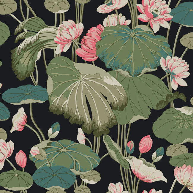 Lotus Pond Wallpaper by Greenhouse Wallpaper