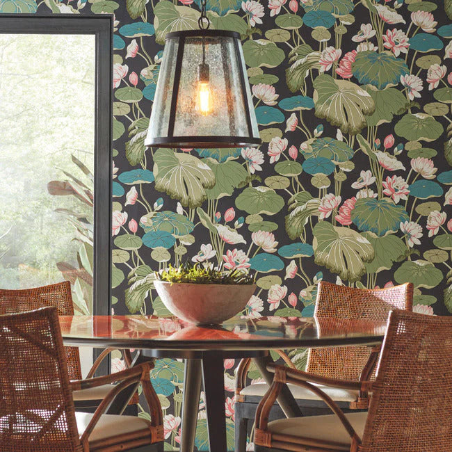 Lotus Pond Wallpaper by Greenhouse Wallpaper