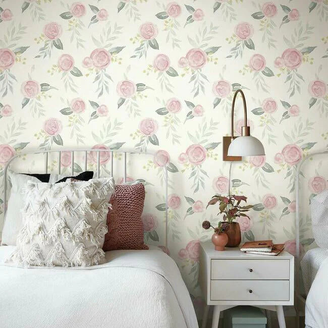 Watercolor Roses Wallpaper by Magnolia Home Artful Prints + Patterns