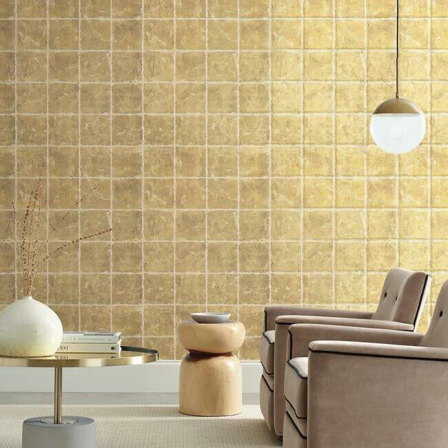 Metal Leaf Squares Wallpaper by Ronald Redding Wallpaper