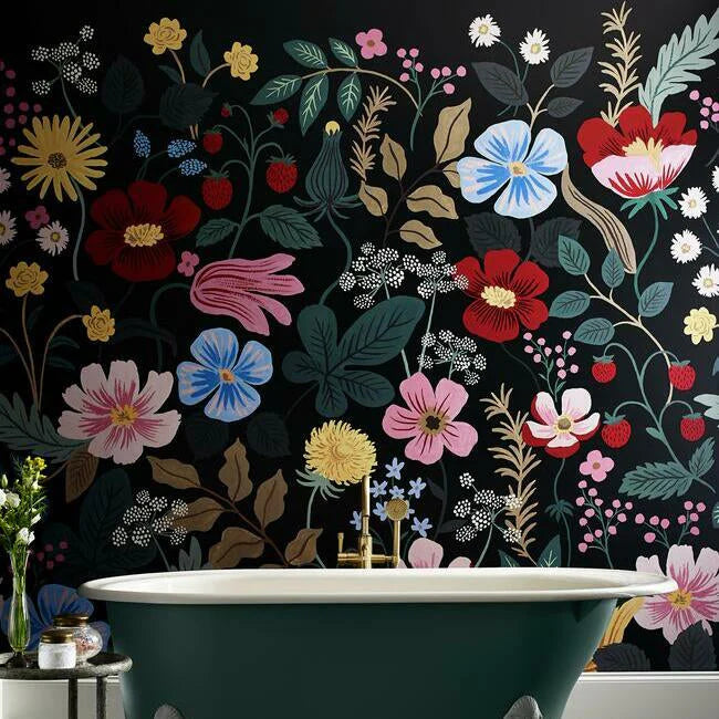 Strawberry Fields Premium Peel and Stick Wall Mural by Rifle Paper Co. Third Edition