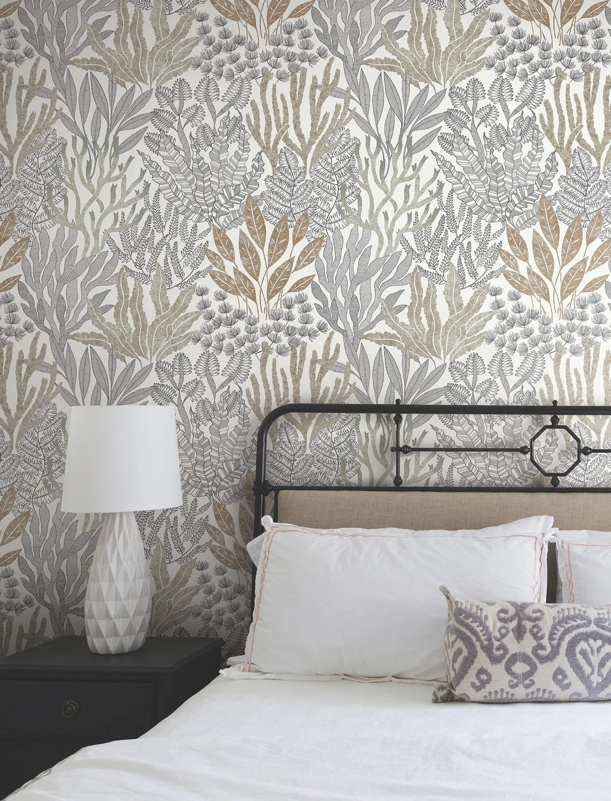 Coral Leaves Wallpaper by Toiles Resource Library