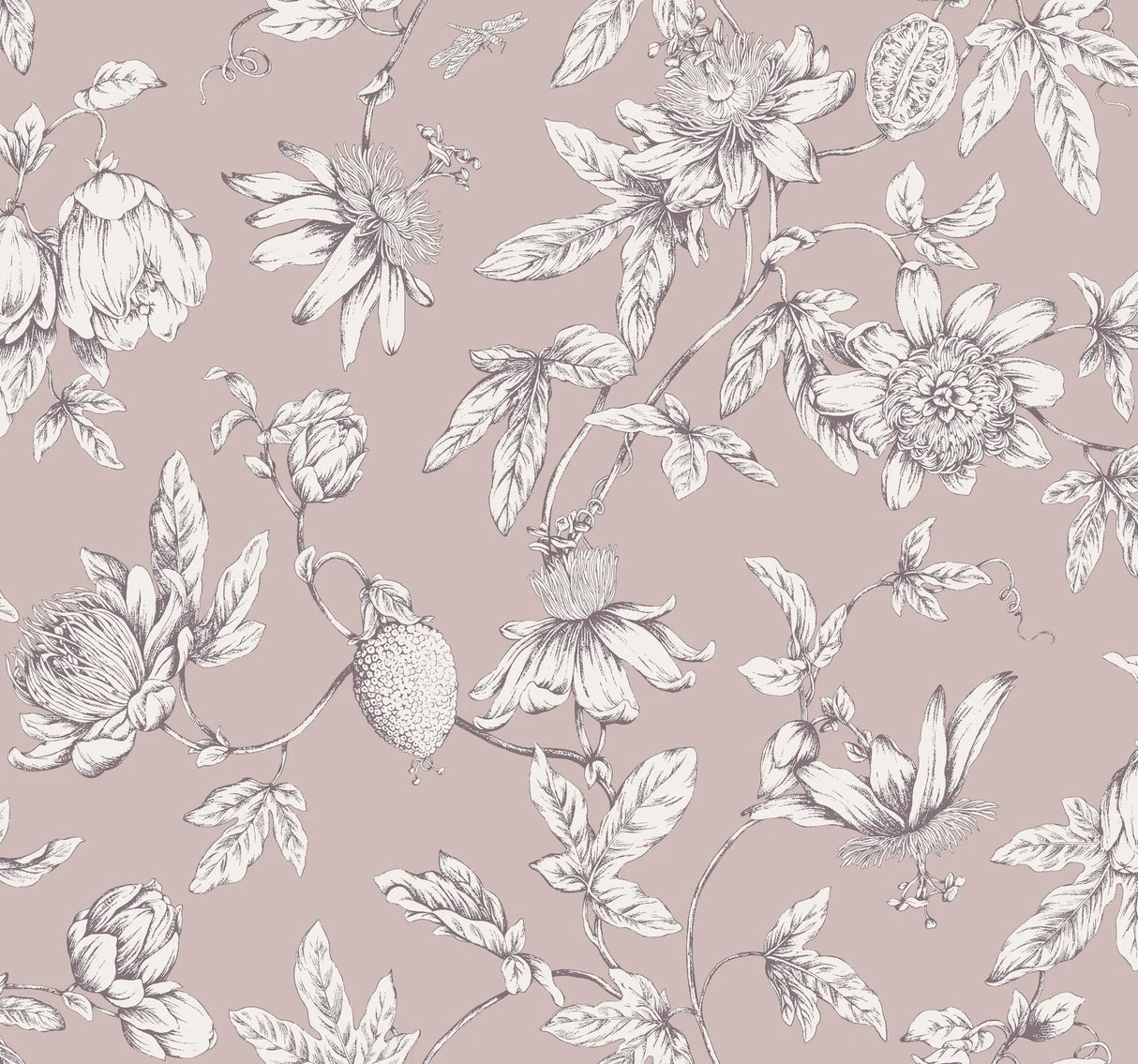 Passion Flower Toile Wallpaper by Toiles Resource Library