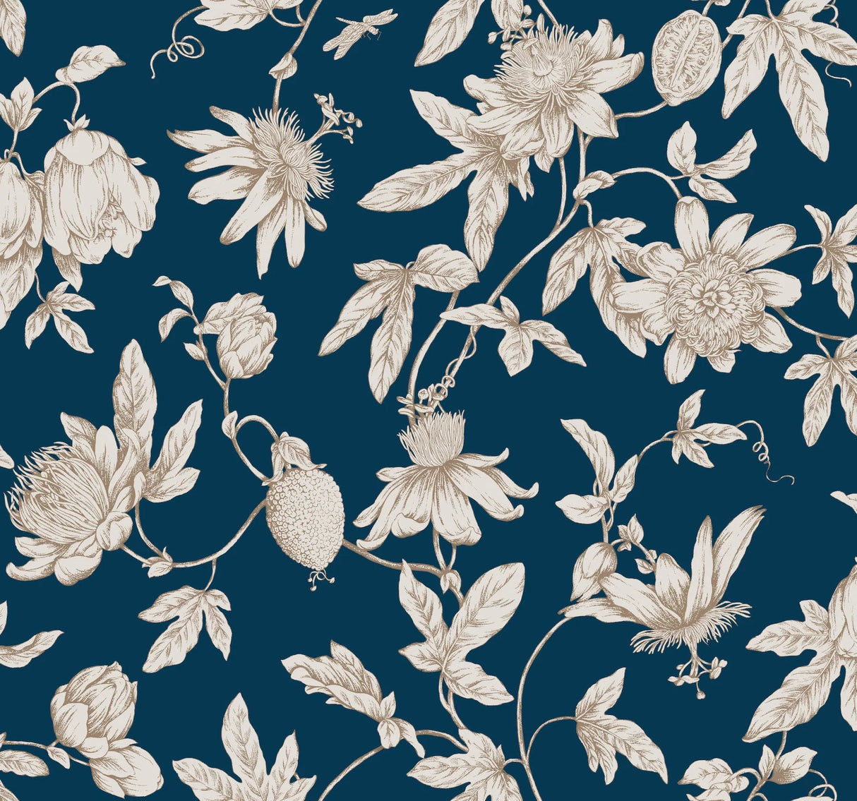 Passion Flower Toile Wallpaper by Toiles Resource Library