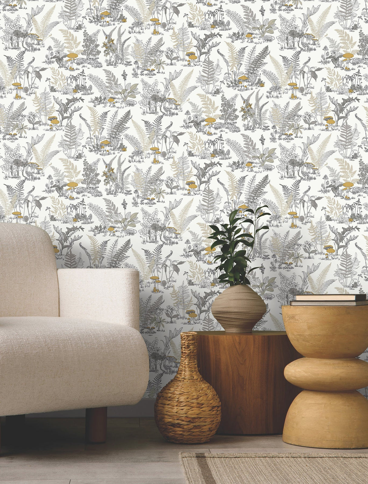 Mushroom Garden Toile Wallpaper by Toiles Resource Library