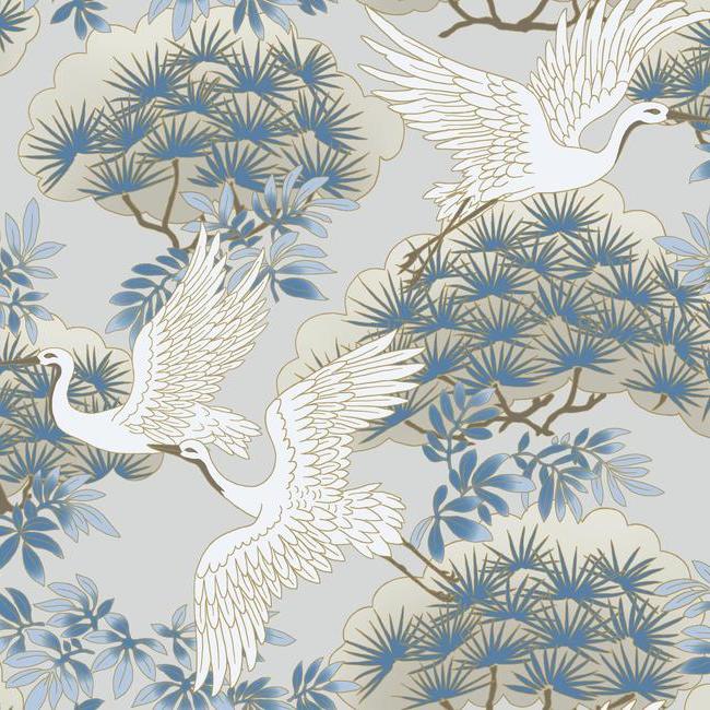 Sprig & Heron Wallpaper by Ronald Redding Wallpaper