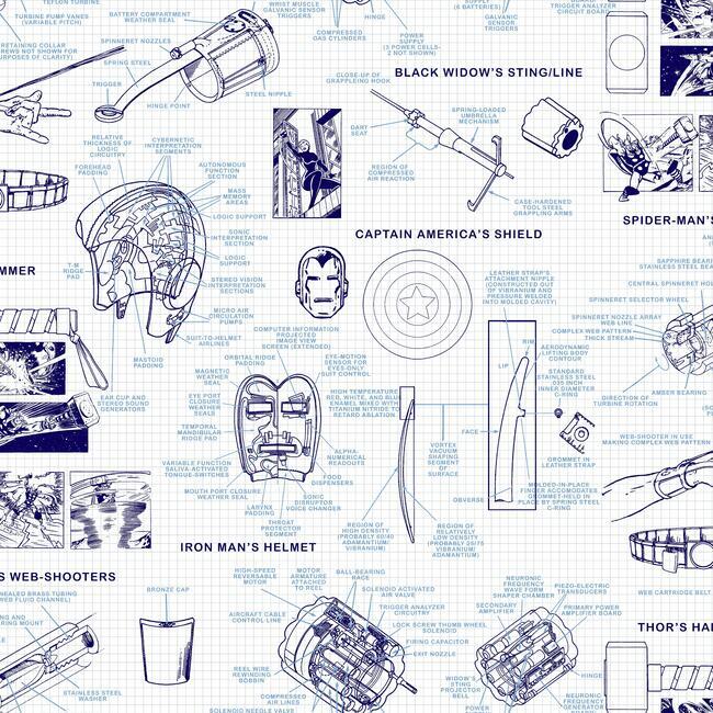 Marvels Heroes Schematics Wallpaper by Disney Kids Vol. 4