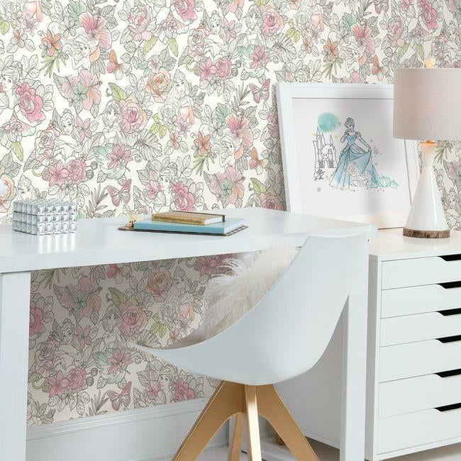 Disney Princess Royal Floral Wallpaper by Disney Kids Vol. 4