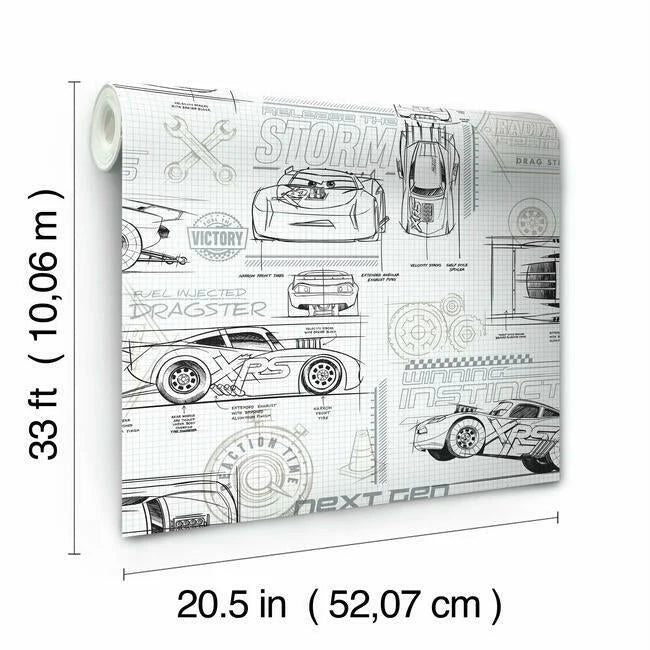 Disney and Pixar Cars Schematic Wallpaper by Disney Kids Vol. 4