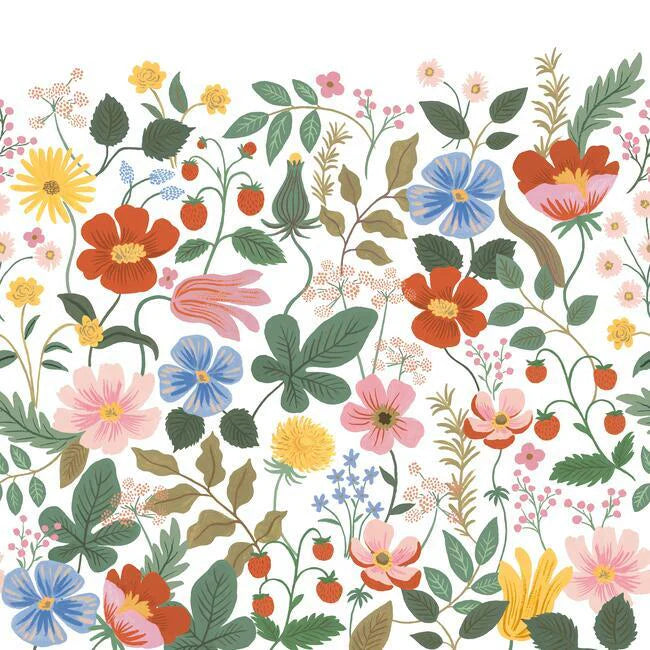 Strawberry Fields Premium Peel and Stick Wall Mural by Rifle Paper Co. Third Edition